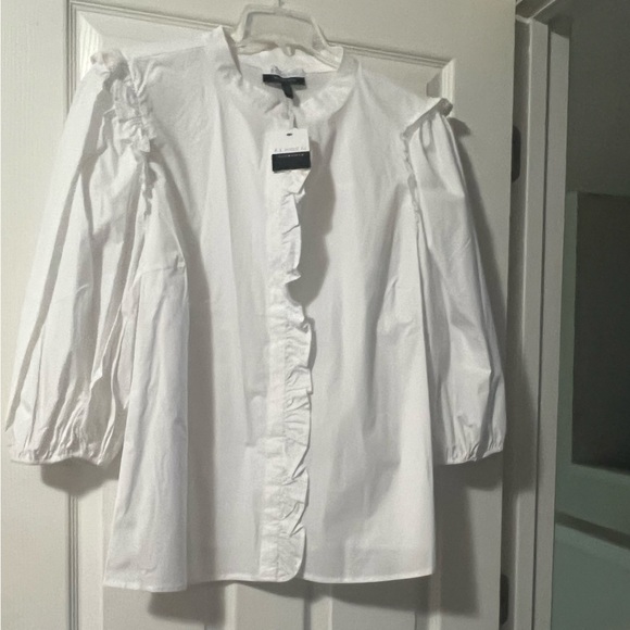 White Ruffled Blouse - Picture 3 of 5